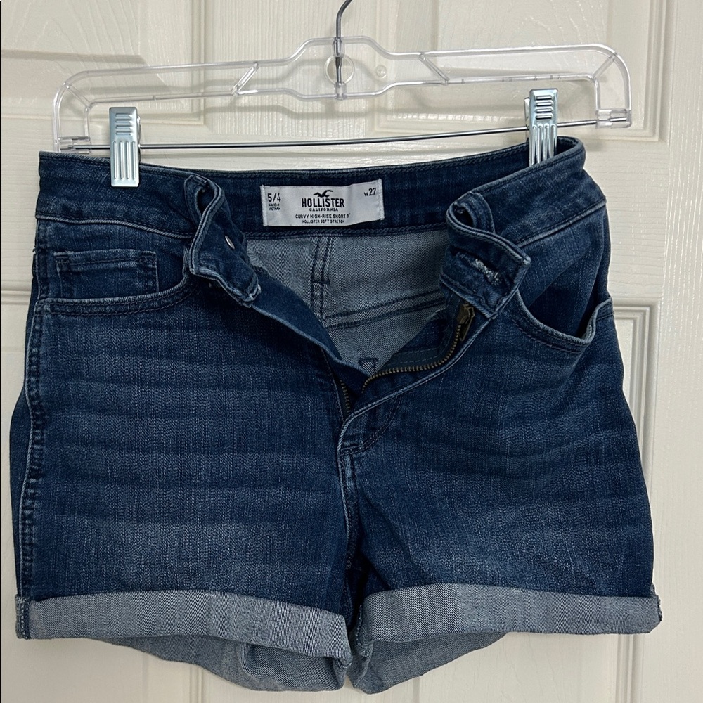 Hollister Blue Denim Curvy High-Rise Shorts